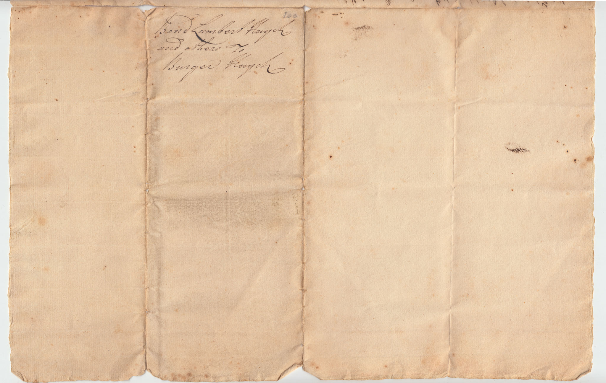 BH010 1739-06-20 Litigation Bond, Huyck Patentees vs. Cornelius Schermerhoorn, Witnessed by Philip Livingston Jr., rev right